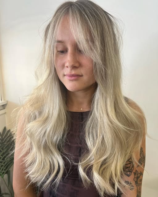 Long bright blonde hair